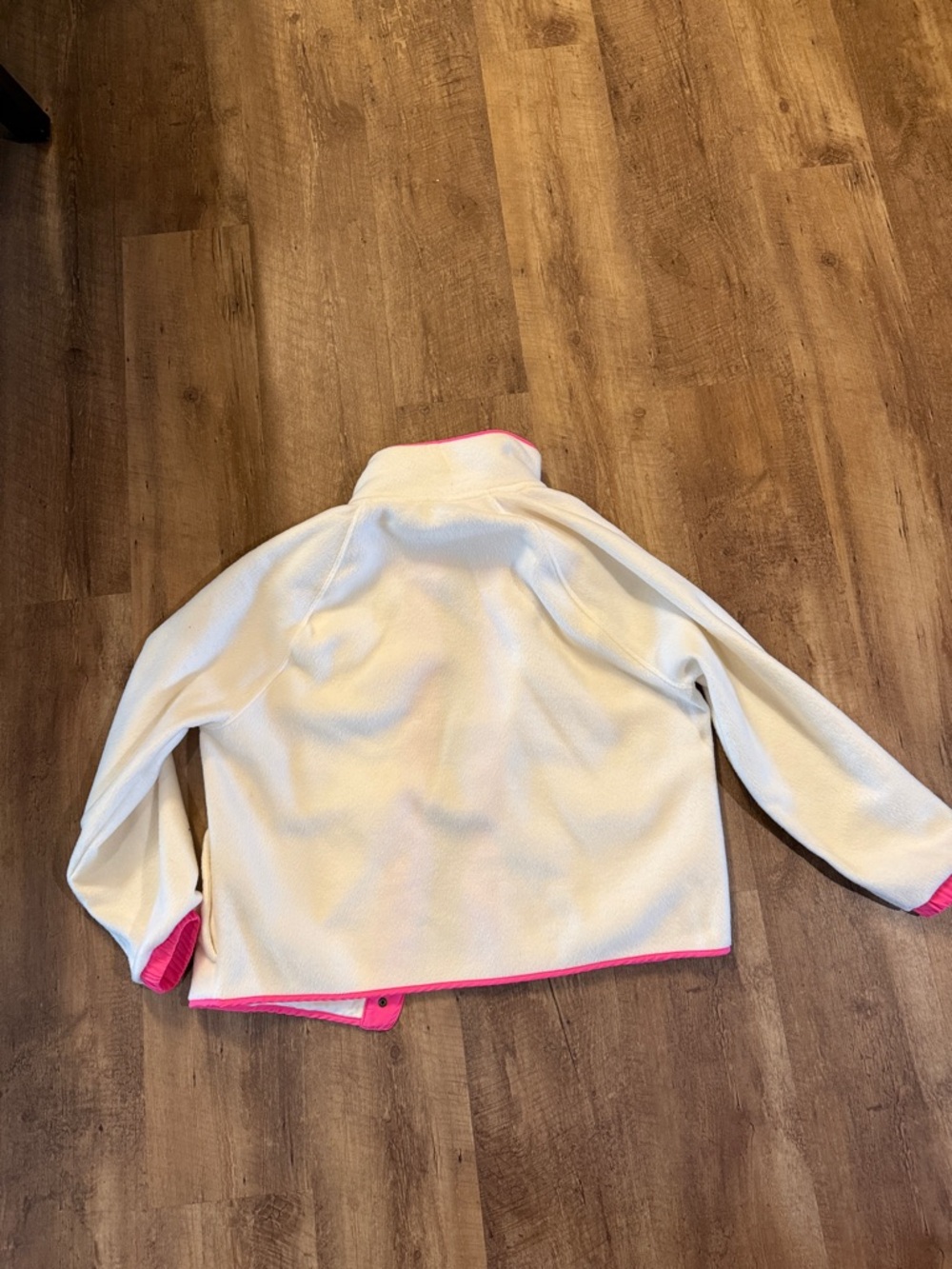 J. Crew women White and Hot Pink Colorblock Snap Fleece Jacket - Picture 4 of 4